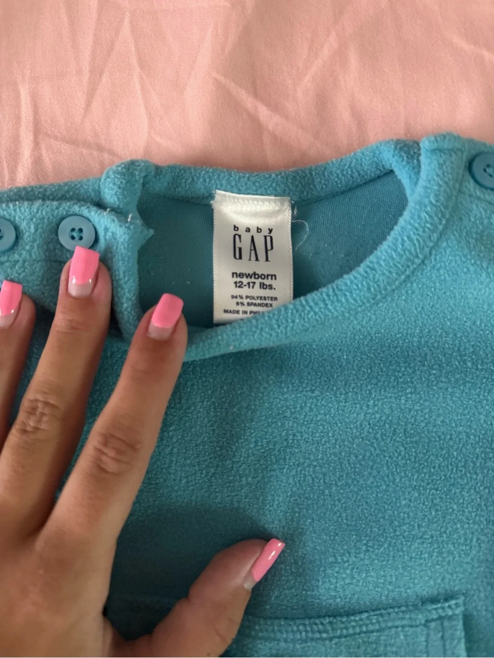 Vintage baby gap Teal Blue Fleece Top and Pants Set